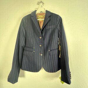 Fillmore Studio Womens Pinstripe Wool Single-Breasted Blazer Medium Blue New